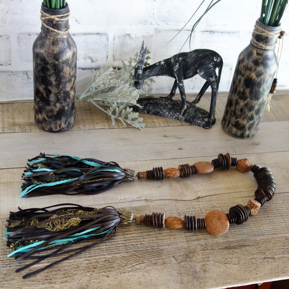 The Crafty Hobbit Other - African Decor Animal Print Bead Garland Tribal Beaded Tassle Safari Bead Garland